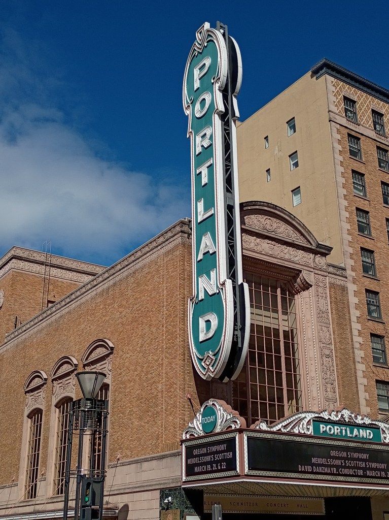 A picture of the portland theatre sign